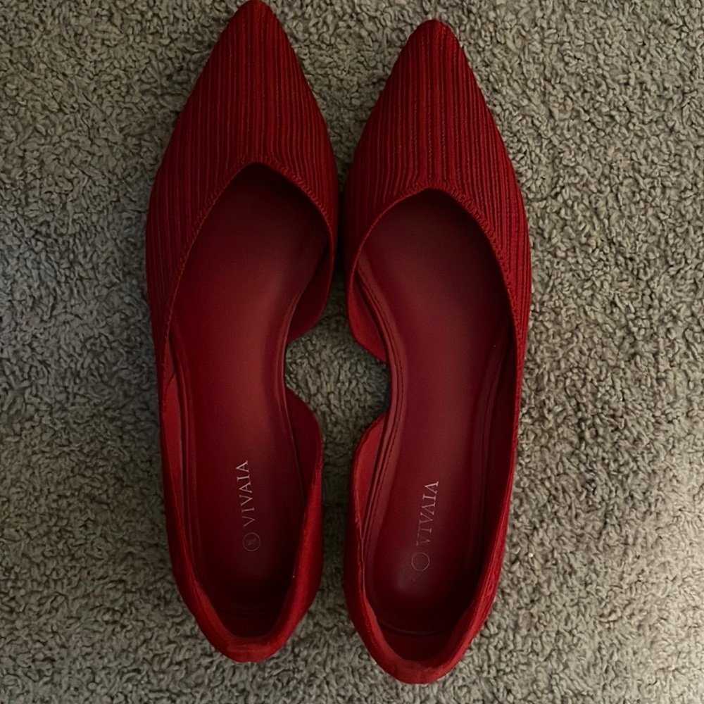 Red Vivaia flats barely worn, excellent condition